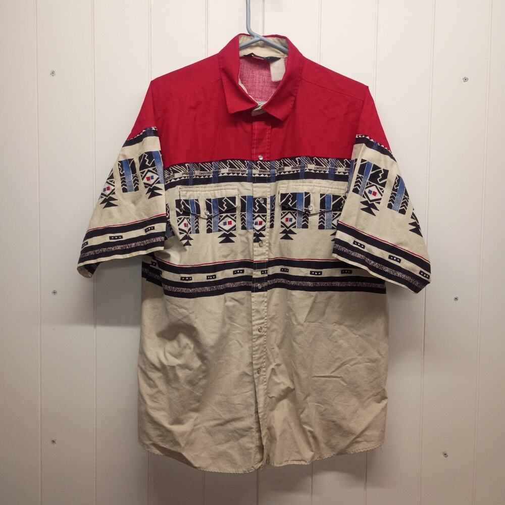 Vintage Brooks & Dunn Panhandle Slim Southwestern Aztec Pearl Snap Shirt Mens XL